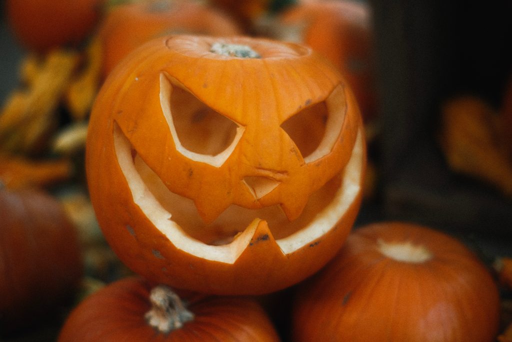 A carved pumpkin